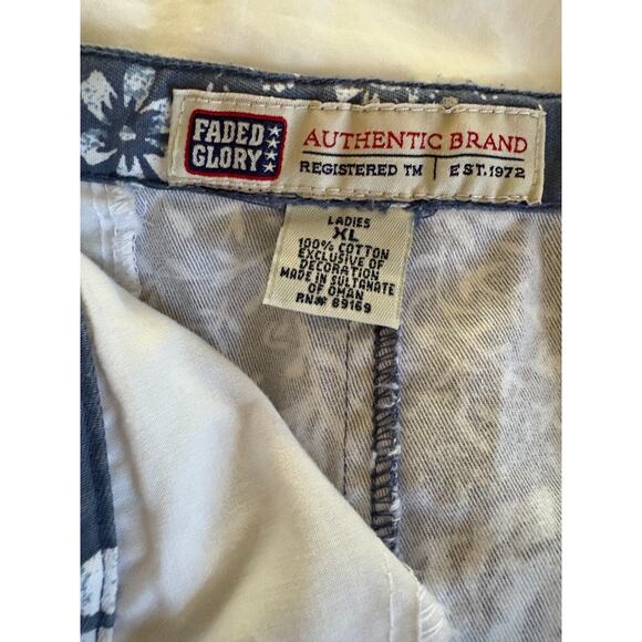 Faded Glory Capri Pants Womens XL Blue Cotton Blend Pockets hi Rise Flat Front - Picture 3 of 10